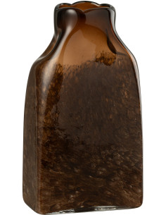 Vase moderne chic Rectangulaire Hauteur 34 cm en Verre Marron foncé Amberis - 1