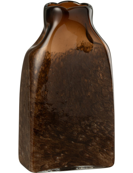 Vase moderne chic Rectangulaire Hauteur 34 cm en Verre Marron foncé Amberis - 1
