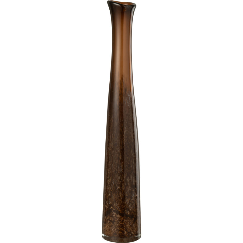Grand Vase moderne chic Cylindre Hauteur 54 cm en Verre Marron foncé Amberis - 1