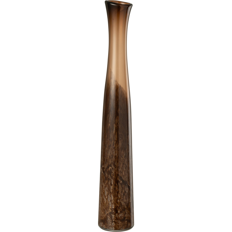 Grand Vase moderne chic Cylindre Hauteur 60 cm en Verre Marron foncé Amberis - 1