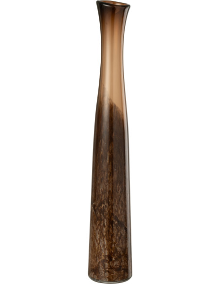 Grand Vase moderne chic Cylindre Hauteur 60 cm en Verre Marron foncé Amberis - 1
