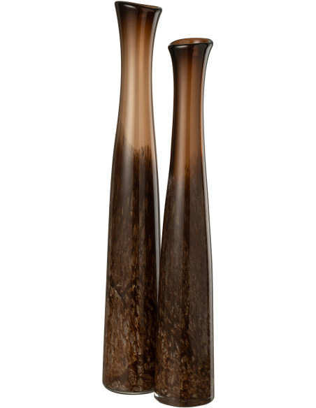 Grand Vase moderne chic Cylindre Hauteur 60 cm en Verre Marron foncé Amberis - 3