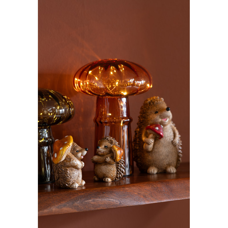 Lampe à poser originale Led Champignon Hauteur 21 cm en Verre Marron cognac Vert olive Marron clair Automnio (Lot de 3) - 2