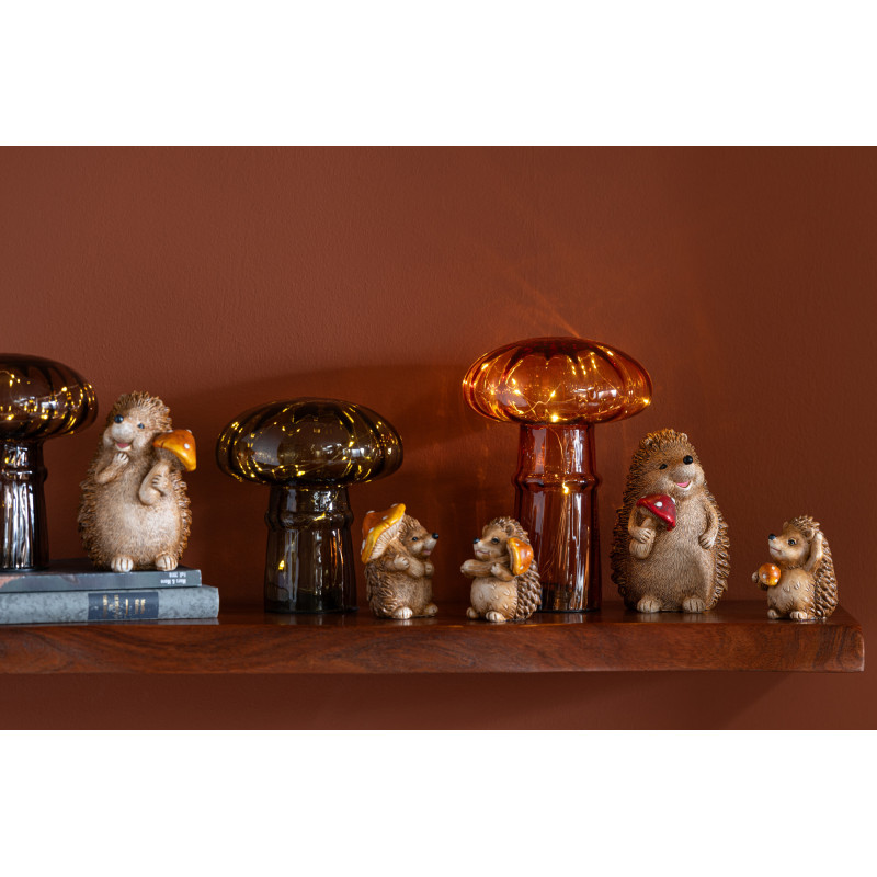 Lampe à poser originale Led Champignon Hauteur 21 cm en Verre Marron cognac Vert olive Marron clair Automnio (Lot de 3) - 8