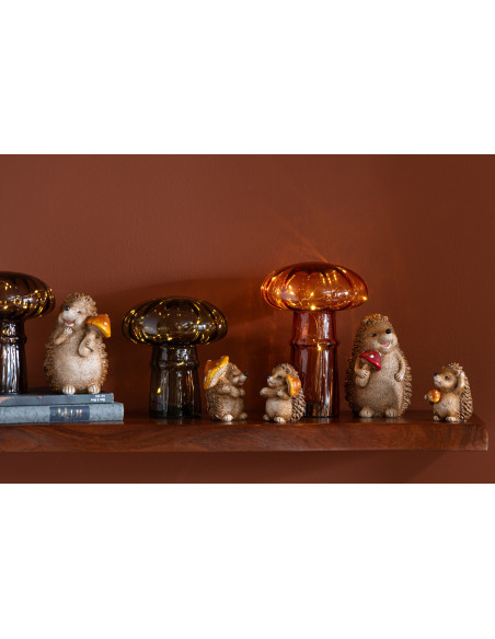 Lampe à poser originale Led Champignon Hauteur 21 cm en Verre Marron cognac Vert olive Marron clair Automnio (Lot de 3) - 8