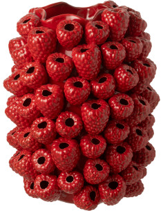 Grand Vase original Baies Rond Hauteur 45 cm en Argile Rouge Berry - 1