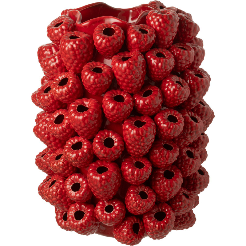 Grand Vase original Baies Rond Hauteur 45 cm en Argile Rouge Berry - 1