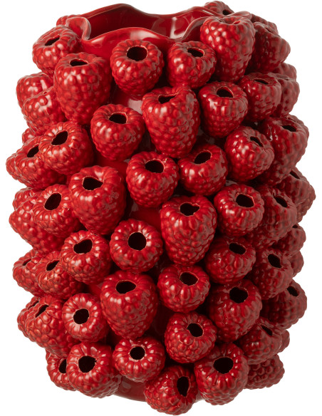 Grand Vase original Baies Rond Hauteur 45 cm en Argile Rouge Berry - 1
