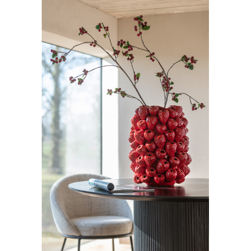 Grand Vase original Baies Rond Hauteur 45 cm en Argile Rouge Berry - 2