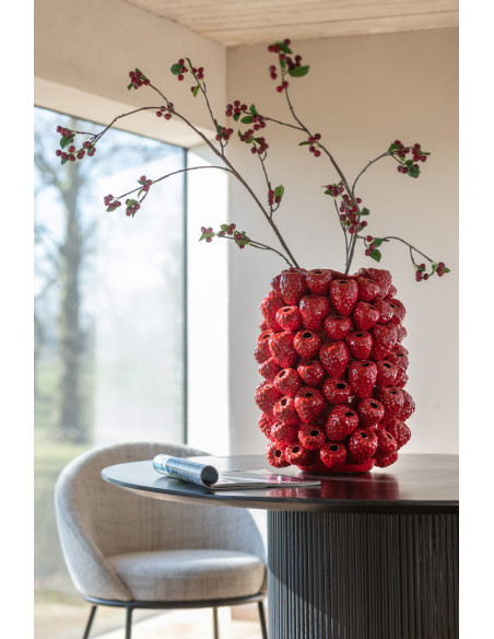 Grand Vase original Baies Rond Hauteur 45 cm en Argile Rouge Berry - 2