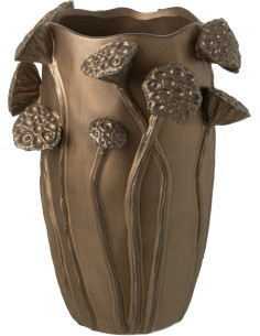 Vase original Lotus Rond Hauteur 35 cm en Argile Cuivré Pod - 1