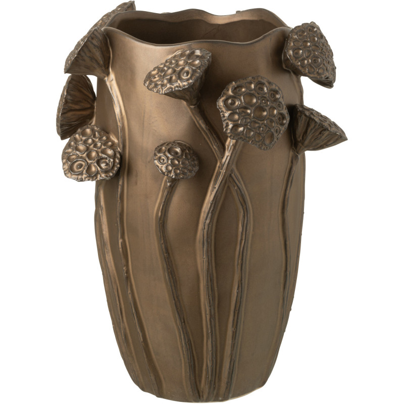 Vase original Lotus Rond Hauteur 35 cm en Argile Cuivré Pod - 1