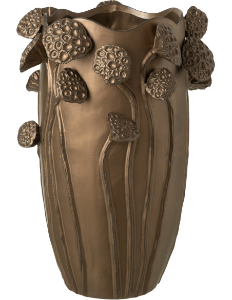 Grand Vase original Lotus Rond Hauteur 51 cm en Argile Cuivré Pod - 1