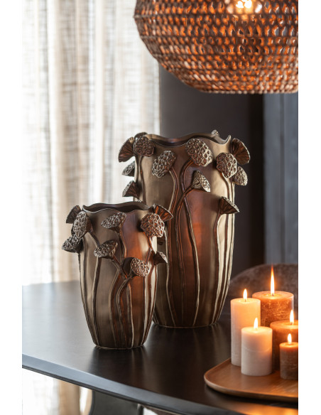 Grand Vase original Lotus Rond Hauteur 51 cm en Argile Cuivré Pod - 2