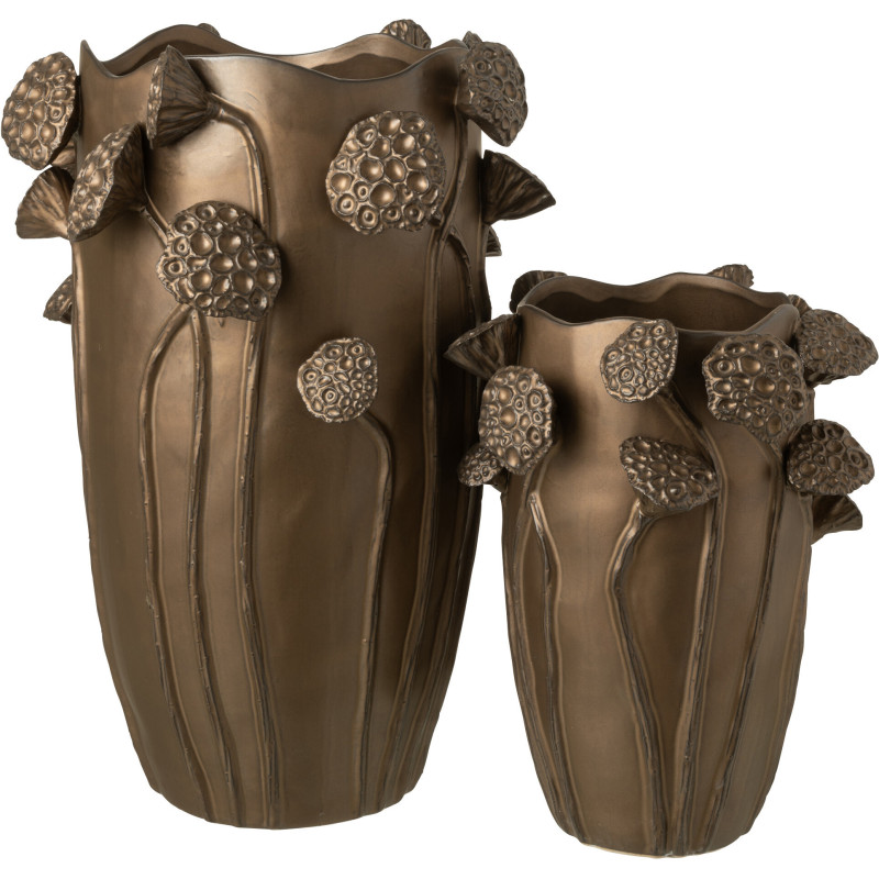 Grand Vase original Lotus Rond Hauteur 51 cm en Argile Cuivré Pod - 3