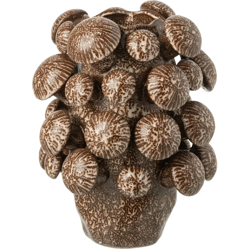 Vase original Champignons Rond Hauteur 32 cm en Argile Marron Fungi - 1