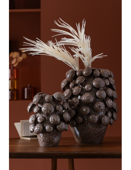 Vase original Champignons Rond Hauteur 32 cm en Argile Marron Fungi - 2