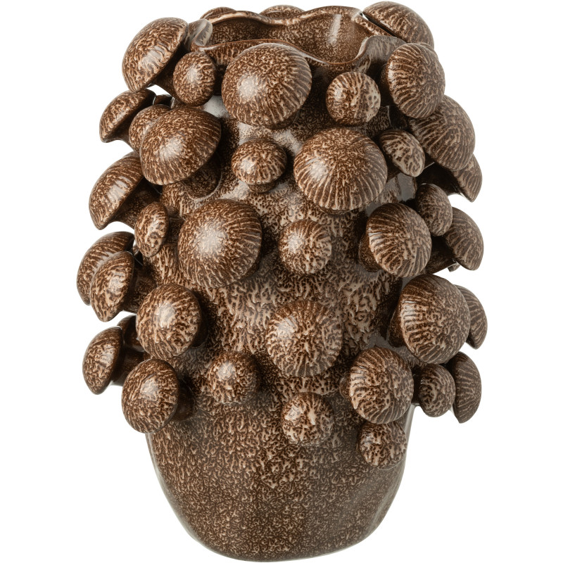 Grand Vase original Champignons Rond Hauteur 46 cm en Argile Marron Fungi - 1