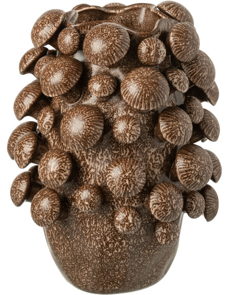 Grand Vase original Champignons Rond Hauteur 46 cm en Argile Marron Fungi - 1
