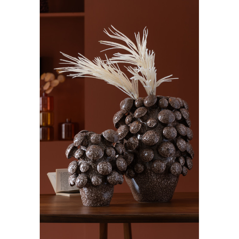 Grand Vase original Champignons Rond Hauteur 46 cm en Argile Marron Fungi - 2