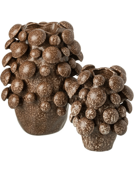 Grand Vase original Champignons Rond Hauteur 46 cm en Argile Marron Fungi - 3