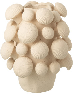 Vase original Champignons Rond Hauteur 32 cm en Argile Beige Fungi - 1