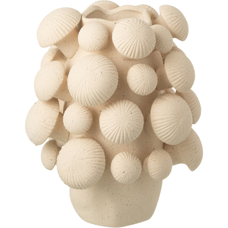 Vase original Champignons Rond Hauteur 32 cm en Argile Beige Fungi - 1