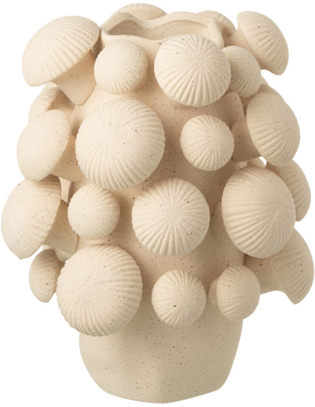 Vase original Champignons Rond Hauteur 32 cm en Argile Beige Fungi - 1