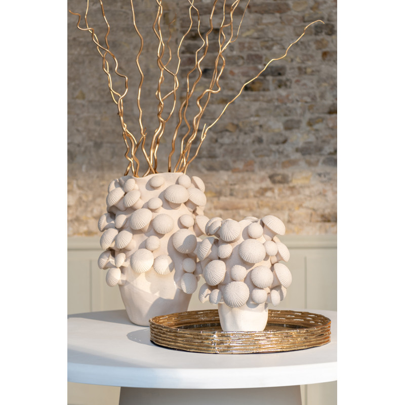 Vase original Champignons Rond Hauteur 32 cm en Argile Beige Fungi - 2