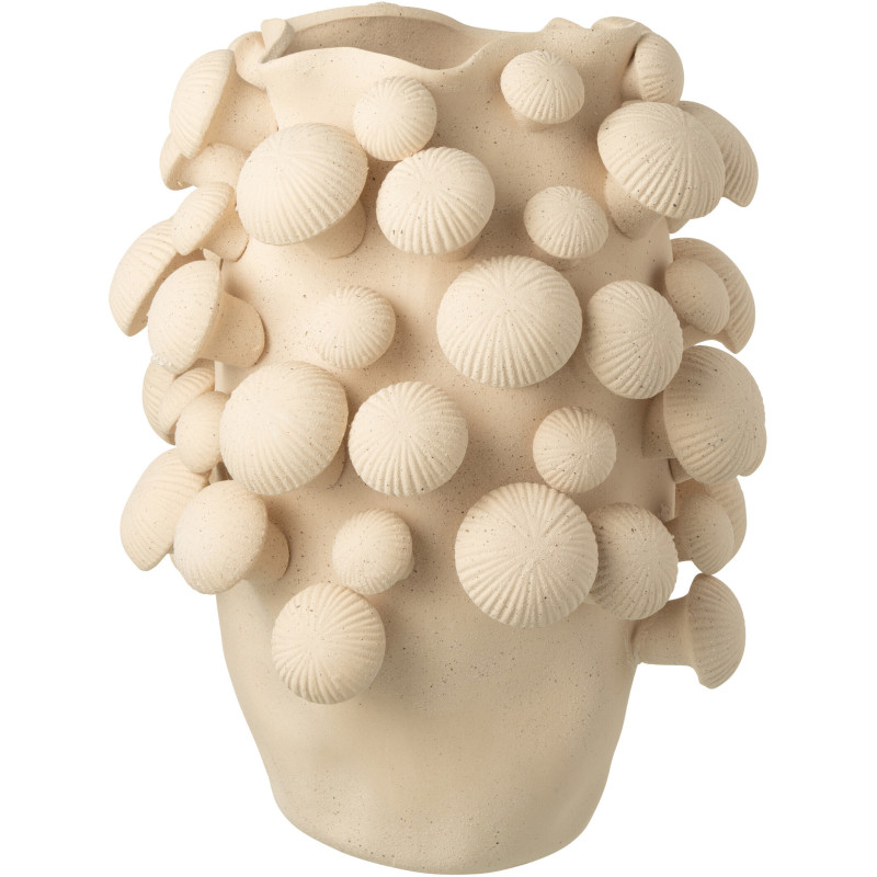 Grand Vase original Champignons Rond Hauteur 46 cm en Argile Beige Fungi - 1