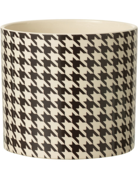 Cache pot moderne Rond Diamètre 13 cm en Céramique Noir Blanc Motif pied de poule Margo - 1