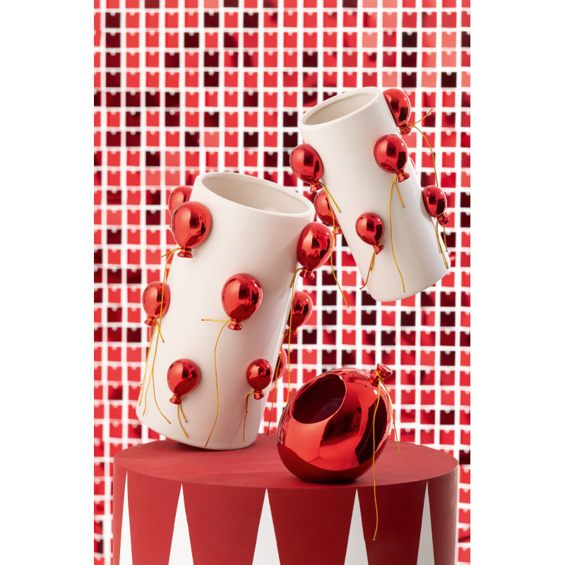 Cache Pot original moderne Ballon Diamètre 12 cm en Céramique Rouge Festaly - 2