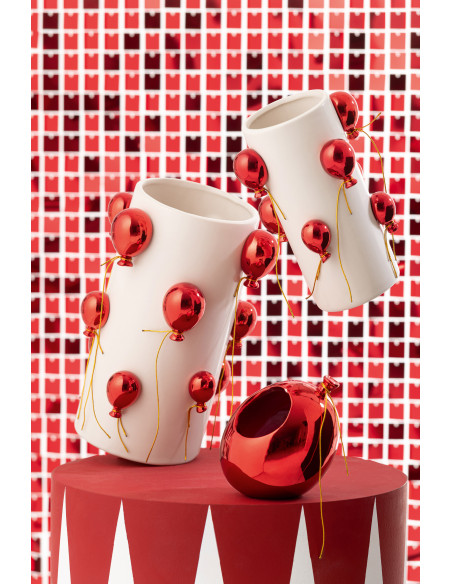 Cache Pot original moderne Ballon Diamètre 12 cm en Céramique Rouge Festaly - 2