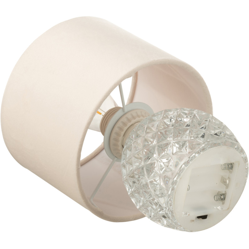 Lampe à poser moderne chic sans fil Hauteur 23 cm en Verre Transparent Tissu Blanc Chikita - 3