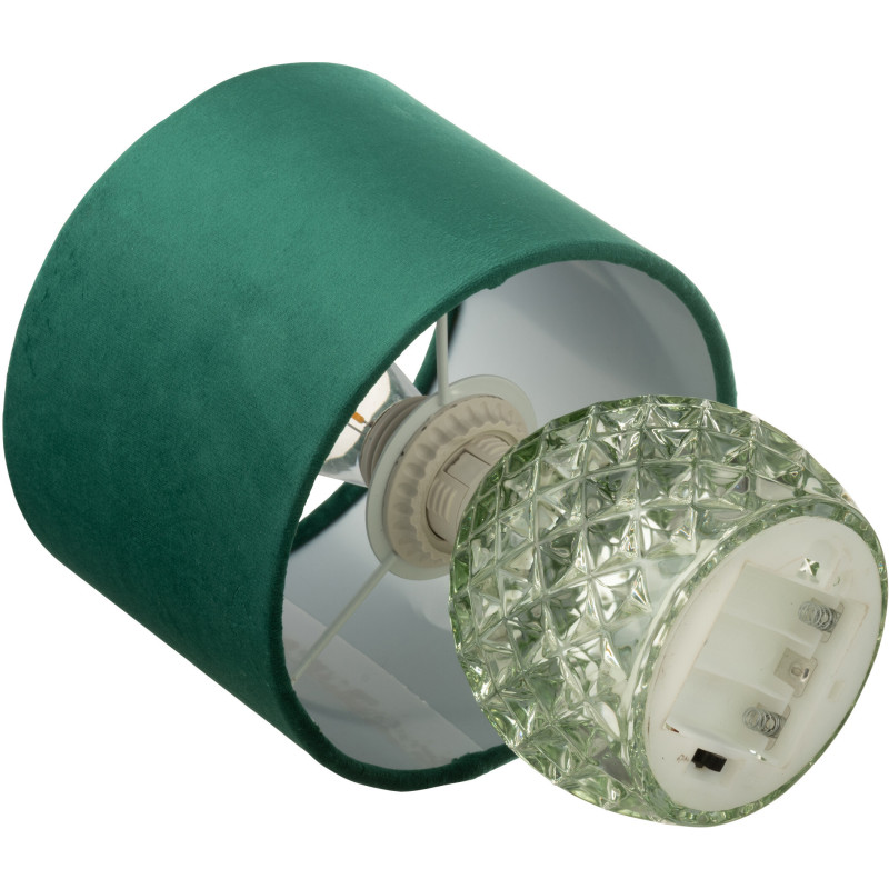Lampe à poser moderne chic sans fil Hauteur 23 cm en Verre Tissu Vert Chikita - 4