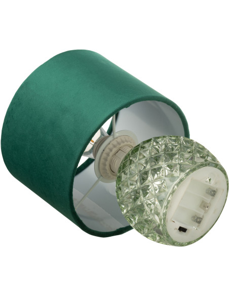 Lampe à poser moderne chic sans fil Hauteur 23 cm en Verre Tissu Vert Chikita - 4