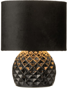 Lampe à poser moderne chic sans fil Hauteur 23 cm en Verre Tissu Noir Chikita - 2