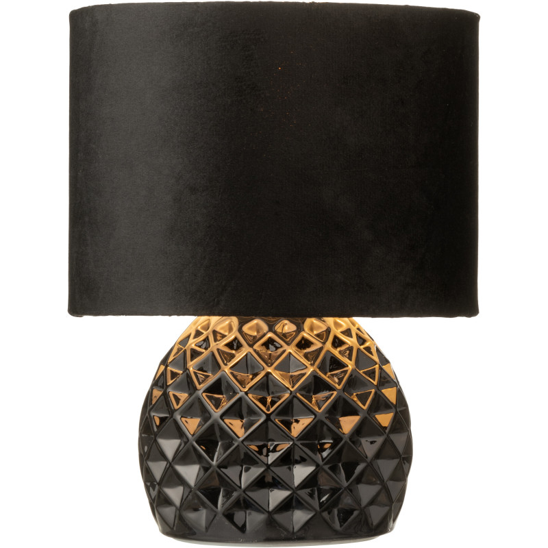 Lampe à poser moderne chic sans fil Hauteur 23 cm en Verre Tissu Noir Chikita - 2