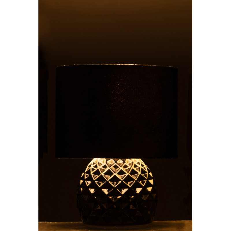 Lampe à poser moderne chic sans fil Hauteur 23 cm en Verre Tissu Noir Chikita - 3