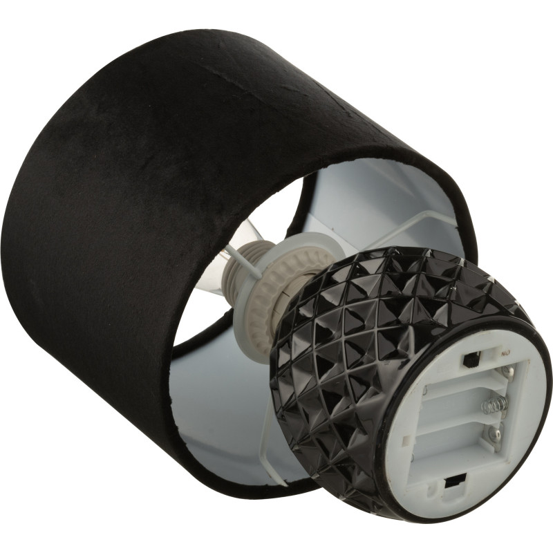 Lampe à poser moderne chic sans fil Hauteur 23 cm en Verre Tissu Noir Chikita - 4