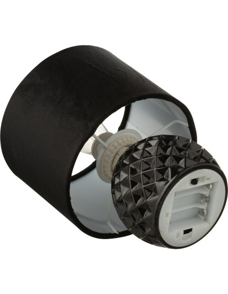 Lampe à poser moderne chic sans fil Hauteur 23 cm en Verre Tissu Noir Chikita - 4