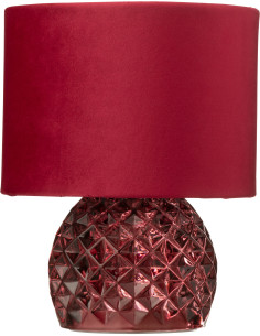 Lampe à poser moderne chic sans fil Hauteur 23 cm en Verre Tissu Bordeaux Chikita - 1