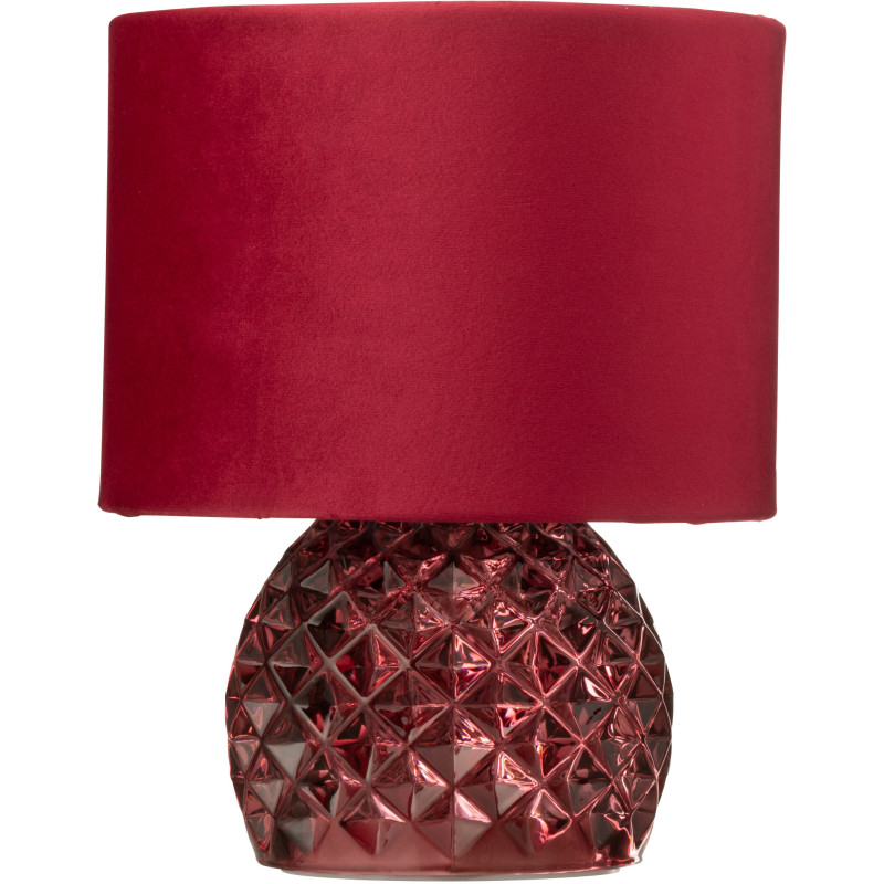 Lampe à poser moderne chic sans fil Hauteur 23 cm en Verre Tissu Bordeaux Chikita - 1