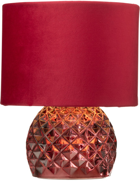 Lampe à poser moderne chic sans fil Hauteur 23 cm en Verre Tissu Bordeaux Chikita - 3