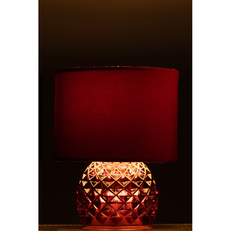 Lampe à poser moderne chic sans fil Hauteur 23 cm en Verre Tissu Bordeaux Chikita - 4