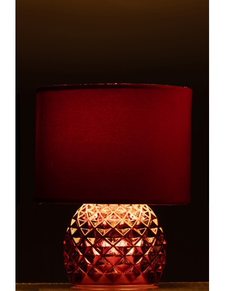 Lampe à poser moderne chic sans fil Hauteur 23 cm en Verre Tissu Bordeaux Chikita - 4