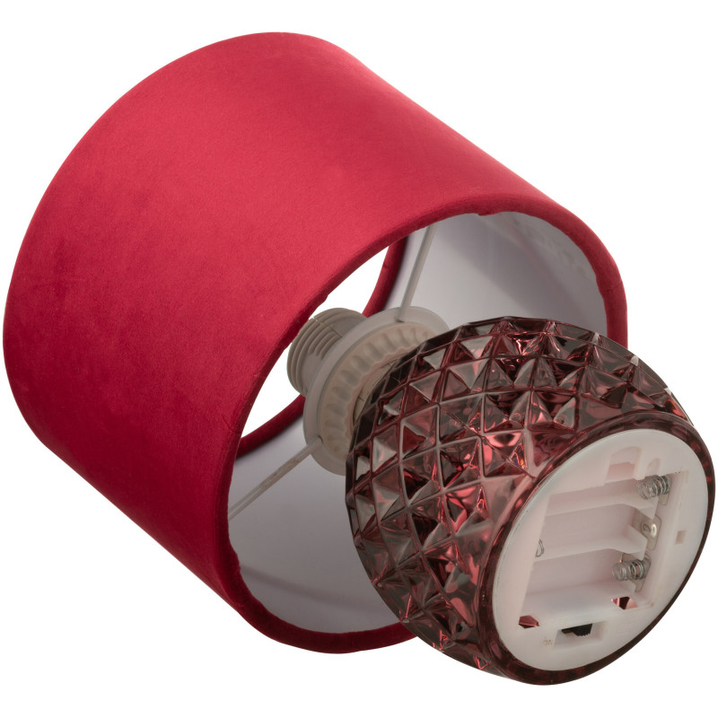 Lampe à poser moderne chic sans fil Hauteur 23 cm en Verre Tissu Bordeaux Chikita - 5