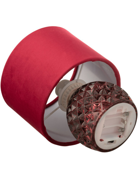 Lampe à poser moderne chic sans fil Hauteur 23 cm en Verre Tissu Bordeaux Chikita - 5