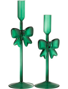 Bougeoir original Noeud en Verre Vert foncé Node (Lot de 2) - 1