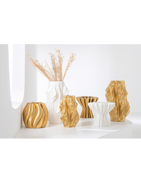 Vase design Impression 3D Corolle Hauteur 21 cm en Porcelaine Blanc Scultura - 2